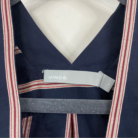 Vince Textured Striped Long-sleeve Button Up Linen Silk Blend Blouse size Small - Picture 4 of 14